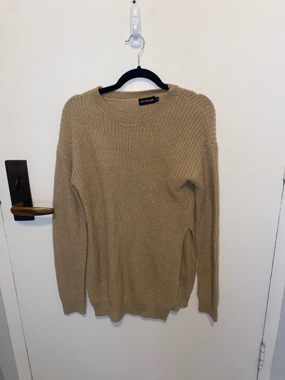 PrettyLittleThing Tan Knit Jumper Side Slits